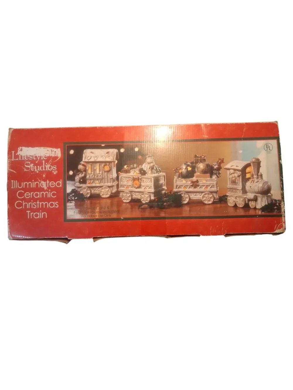 Illuminated Ceramic Christmas Train 4 Pc by Lifestyle Studios Holiday Collection